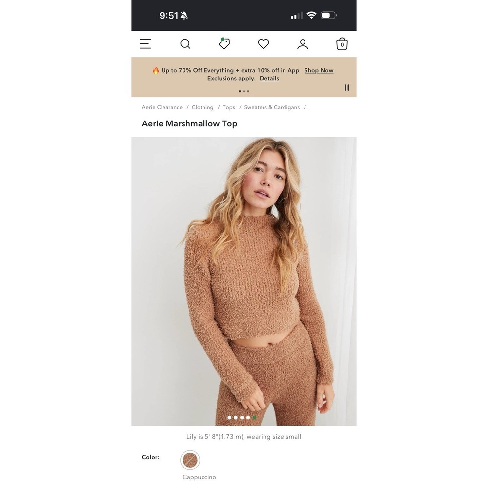 Aerie Marshmallow Teddy Sherpa Mock Neck Crop Pullover Sweater Cappuccino XL